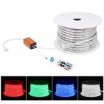 Brillihood Flexible LED RGB Rope Light Strip, Multi Color Changing SMD 5050 LEDs, 110-120V AC, Dimmable, Waterproof, Indoor/Outdoor Rope Lighting + Remote Controller – (50m/164ft)