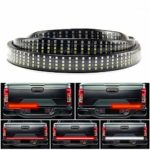 60Inch Truck Tailgate Light Bar Quad Row LED Flexible Strip No-Drill Install Turn Signal Brake Reverse Tail Lights for Pickup Trailer SUV RV VAN Car Towing Vehicle White/Red (4row 2 colors)