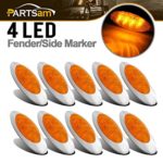Partsam 10pcs 6-5/8″ Amber 4LED Sealed Side Marker Light Cab Panel Marker Light for Peterbilt 12V