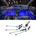 LEDGlow 4pc Blue LED Car Interior Underdash Lighting Kit – Universal Fitment – Music Mode – Auto Illumination Bypass Mode
