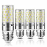 Yiizon 12W LED Corn Bulbs, Candelabra LED Light Bulbs, 6000K Daylight White, 1200LM, E26 Base, 100W Incandescent Equivalent, Non-dimmable, Pack of 4