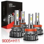 Aukee H11 9005 LED Headlight Bulbs, HB3 H8 Hi Lo Beam Extremely Bright 6000K CSP Chips Conversion Kit Combo Package (2 sets)