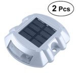 LEDMOMO 2 Pcs Solar Road Stud Light Pathway Maker Light LED Solar Light LED Dock Light Waterproof Security Warning Lights for Patio Yard Home Pathway Stairs Garden