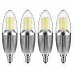 GEZEE LED Candelabra Bulb, Non-Dimmable 100-Watt Light Bulbs Equivalent, 12W LED Candle Bulbs,Daylight White 6000K Chandelier Bulbs, E12 Candelabra Base, 120V, 1200Lumens, Torpedo Shape(4 Pack)