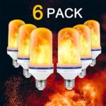 Pretigo LED Flame Effect Fire Light Bulbs,6W E26 Upside Down Effect Simulated,4 Mode Type Flickering Light Bulb for Home/Hotel/Party Vintage Decorative (6-Pack)