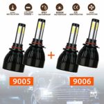 9005+9006 Combo 4 Sides CREE LED Headlights Conversion Kit Total 160W 16000LM High/Low Beam, 2 Sets 9005 HB3 9006 HB4 Headlight Bulbs COB Chips IP67 Waterproof 6000k