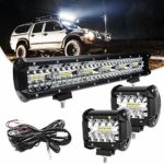 Viesyled Led Pods Light Bar 18” 252W Flood Spot Combo CREE Slim LED Light Bar, 2 X 4” 60W Flood Led Fog Lights,Waterproof Super Bright, Jeep Wrangler Boat Truck Tractor Trailer Off-Road
