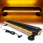 26″ 54 LED 7 Flash Mode Traffic Advisor Double Side Emergency Warning Security Vehicle Roof Top Strobe Light Bar with Magnetic Base for Undercover or Tow Truck Construction (White) (Amber)