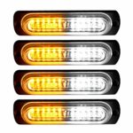 YITAMOTOR 4 inch Amber White Surface Mount Grill Light Head, 12W Bright LED Mini Strobe Light Bar for Construction, Tow Truck Van and Utility Vehicle (pack of 4)