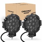 OEDRO 7 Inch 51W LED Light Bar, Round Spot Light Pods Off Road Driving Lights Fog Bumper Roof Light for Boat, Jeep, SUV, Truck, Hunters, Motorcycle, 2 years Warranty (Black Cover)