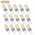 G4 LED Bulb,Bi-Pin LED Light Bulbs 6×5730 SMD 3000K Warm White 130 Lumens 20W Halogen Bulb Equivalent Silicone Coated Shatterproof AC/DC 12V,Pack of 15