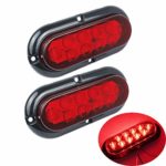AUTOJARE 2PCS Trailer Truck Boat Bus Red LED 6″ Inch Oval Stop Turn Tail Brake Light Marker Lights Sealed Surface Mount 12V Waterproof for RV Jeep Trucks