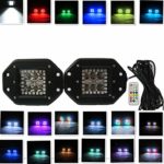IOV LIGHT 2 Years Warranty 18W CREE Led Work Light with RGB Halo Ring Chasing Spot Flush Mount Many Different Flashing Modes and Colors Changing Free Wire Harness for SUV 4×4 Jeep Lamp(Pack of 2)