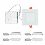 OSTWIN (4 Pack) 4 inch 9W (45 Watt Repl.) IC Rated LED Recessed Low Profile Slim Square Panel Light with Junction Box, Dimmable, 4000K Bright Light 630 Lm. No Can Needed ETL & Energy Star Listed