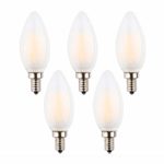 OPALRAY Low Voltage DC/AC 12V Candelabra LED Bulb, Dimmable with 12V DC Dimmer, 2W 200Lm, Warm White, E12 Small Base, 25W Incandescent Equivalent, 12Volt Power Grid, Frosted Glass Torpedo Tip, 5 Pack