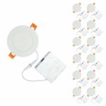 OSTWIN 4 inch 12W (60 Watt Repl.) IC Rated LED Recessed Low Profile Slim Round Panel Light with Junction Box, Dimmable, 5000K Daylight 900 Lm. No Can Needed (12 Pack) ETL & Energy Star Listed