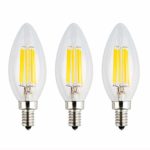 OPALRAY LED Candelabra Bulb, DC 12V, Dimmable with 12V and 0-10V DC Dimmer, 6W 600Lm, Warm White Light, E12 Small Base, 60W Incandescent Equivalent, 12V Power Supply, Clear Glass Torpedo Tip, 3-Pack