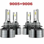 9005 High beam 9006 Low Beam LED Headlight Bulbs Combo, Marsauto HB3 HB4 Head Lamp Package CSP Chips 6000K (4 Pack, 2 Sets)