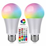 LED Color Changing Light Bulbs with Remote Control,ProPOW 10W RGB Light Bulb with Memory Function RGB+Daylight White Dimmable Color Light Bulb,Ideal Lighting for Home Decor,Stage,Party(E26,2-Pack)