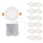 OSTWIN Premium 12W (60 Watt Repl.) 4 Inch IC Rated LED Recessed Low Profile Slim Round Panel Light with Junction Box, Dimmable, 4000K, 900 Lm, No Can Needed (12 Pack) ETL & Energy Star Listed