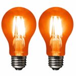 SleekLighting LED 4Watt Filament A19 Orange Colored Light Bulbs Dimmable – UL Listed, E26 Base Lightbulb – Energy Saving – Lasts for 25000 Hours – Heavy Duty Glass – 2 Pack