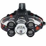 FightingGirl Waterproof 1000 Lumen 5 Led Headlamp XML T6+4Q5 Head Lamp Powerful Led Headlight, Rechargeable Flashlight Head Lights for Camping, Hiking, Outdoors