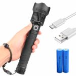 MODOAO Powerful LED Tactical Flashlight CREE XHP70 USB Rechargeable Super Bright Waterproof Zoomable Torch (battery included) 15000 High Lumens 3 light modes for Camping, Hiking, Emergency