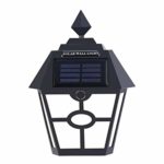 Juner LED Solar Wall Lights Wireless Waterproof Sensor Outdoor Light for Patio, Deck, Yard, with Activated Auto On/Off Wall Light (Black)