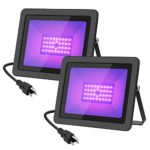 WELKEY PLUS 2 Pack 50W UV LED Black Light Flood Light with Plug(6ft Cable), IP66 Waterproof, for Blacklight Party, Stage Lighting, Aquarium, Body Paint, Fluorescent Poster, Neon Glow, Glow in The DAR