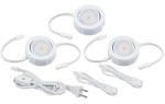 American Lighting MVP-3-WH Dimmable LED MVP 3-Puck Light Kit with Roll Switch and 6′ Power Cord, 2700K Warm White, 4.3W, White