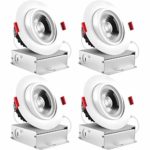 Luxrite 4 Inch LED Gimbal Recessed Light with Junction Box, 11W, 3000K Soft White, 1000 Lumens, Dimmable Adjustable Eyeball Light Fixture, IC Rated, Energy Star, ETL & Damp Rated (4 Pack)