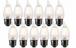 FLSNT 60 Watt Equivalent LED Chandelier Light Bulbs, Dimmable 4.5W CA11 LED Filament Bulbs, E26 Medium Base, 2700K Soft White, 12 Pack