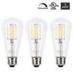 Mastery Mart Vintage LED Light Bulb, Clear Glass ST21 Antique Edison Bulb, Dimmable 5.5W (60W Equivalent), 500LM 5000K Daylight White, E26 Base Decorative Filament Bulbs, UL Listed, 3 Pack