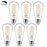 Vintage LED Edison Bulb, 6W, Equivalent 60W, Soft White 2700k, Dimmable Led Filament Light Bulb, E26 Base, High CRI 95 Eye Protection Led Bulb, Clear Glass for Bathroom Kitchen Dining Room, Pack of 6