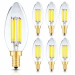 LEOOLS E12 Candelabra LED Bulbs Dimmable 60W Equivalent LED Chandelier Light Bulbs 6W Daylight White 4000K 700LM CA11 Vintage LED Filament Candle Bulb with Decorative Candle Base 6 Packs