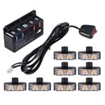 8X Amber 2-LED Strobe Light Bar Warning Emergency Beacon 10 Flashing Modes Car SUV Truck Van