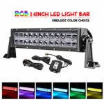 OFFROADTOWN 14’’ 72W LED Light Bar RGB Cree Led Work Light Bar 5D Off Road Color Changing Driving Lights Flood Spot Combo Beam Light Bar Bluetooth Lights with Wiring Harness Off road Truck Jeep ATV UT