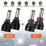 9005 H11 Combo 4 Sides CREE LED Headlights Conversion Kit Total 160W 16000LM High/Low Beam, 2 Sets 9005 HB3 H11/H8/H9 Headlight Bulbs COB Chips IP67 Waterproof 6000k