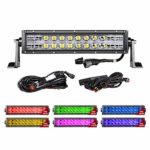 RGB LED Light Bar, Auto Power Plus 14 Inch 144W Off Road Work Lights Controlled By Bluetooth APP Spot Flood Combo Light Bar With Wiring Harness CREE 5D RGB LED Bar For Off Road Jeep Truck ATV SUV Boat