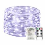 SEMILITS Outdoor String Lights 100LED 33Ft Battery Operated LED Rope Lights with Remote Indoor Timer Fairy Lights for Patio Easter Christmas Party White