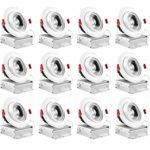 Luxrite 4 Inch LED Gimbal Recessed Light with Junction Box, 11W, 5000K Bright White, 1000 Lumens, Dimmable Adjustable Eyeball Light Fixture, IC Rated, Energy Star, ETL & Damp Rated (12 Pack)