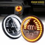 Xprite 7″ Inch 85W LED Headlights for Jeep Wrangler JK TJ LJ 1997-2018, w/DRL, Hi/Lo Beam,and Amber Turn Signal Halo Lights (DOT Approved)