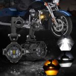 SUPAREE 2 Pcs 40W LED Auxiliary Lamp 6000K Super Bright Fog Driving Light Kits with Amber Turn Signals For Motorcycle BMW R1200GS F800GS K1600 KTM HONDA Harley Davidson (Lightx2)