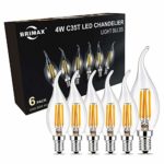 E12 Led Chandelier Light Bulbs, BRIMAX 4W to Replace 25W/40W Candelabra Base Bulb, 2700K Soft Warm White, Vintage Type B Light Bulb 40 Watt, Flame Tip, for Indoor and Outdoor, 6 Pack