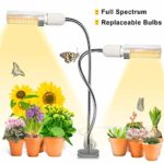 Grow Light, Ankace 50W Full Spectrum Grow Lamp, Dual Head Gooseneck Plant Lights for Indoor Plants with Replaceable Bulb, 3 Switch Modes
