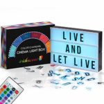 Color Changing Cinema Light Box with Letters – 244 Total Letters, Numbers & Emojis | 16 Colors Remote-controlled PREMIUM Cinematic Marquee Sign Light Box | NEW for 2019! LED Light Up Letter Box Sign