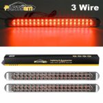 Partsam 2Pcs 17 Inch Red Led Truck Trailer Tail Light Bar 40 LED Clear Lens, Clear Red 17″ Sealed LED Waterproof Stop Turn Tail Brake S/T/T Marker Identification 3RD Third Brake Light Bar