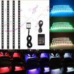 Car LED Strip Lights – Jiwinner 4pcs 72 LED Multicolor Music Car Interior Atmosphere Lights, USB LED Strip for Car TV Home with Sound Active Function, Wireless Remote Control and Smart USB Port