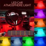 Car LED Strip Light, LETOUR 4pcs 72 LEDs Multi-Color LED Car Interior Underdash Lighting Kit Under Dash Lighting with Sound and Wireless Remote Control, Car Charger Included, DC 12V