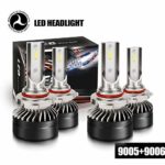 DOT Approval 9005 H10 HB3 High 9006 HB4 Low Beam LED Headlight Bulbs CSP Combo Conversion Kit 6000LM 6000K White Fit Hatchback Acura Truck Chevy Dodge GMC Honda Motorcycle ATV SUV (4 Pack, 2 Sets)